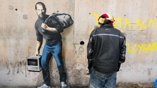 A mural by Banksy in Calais, France. (Photo: courtesy the artist's website, banksy.co.uk)