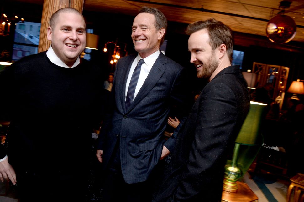 Jonah Hill, Bryan Cranston, Aaron Paul (Photo: Clint Spaulding for Patrick McMullan).