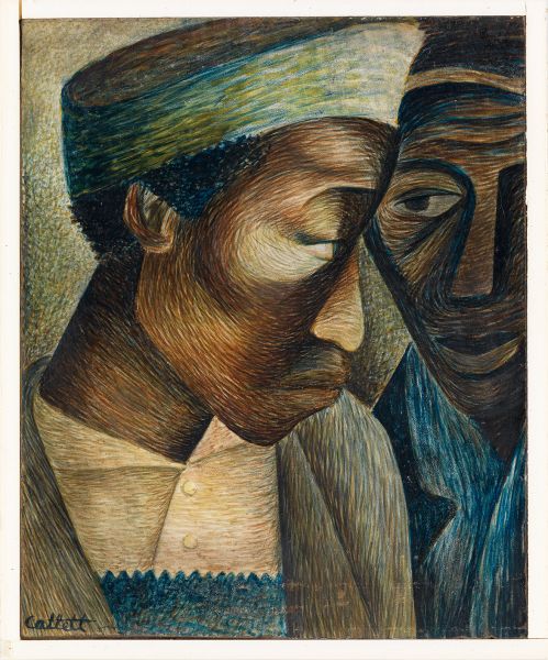Elizabeth Catlett, Friends, tempera on paper, mounted to masonite board, 1944