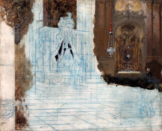 Adolph Menzel (German, 1815–1905) Altar in a Baroque Church ca. 1880–1890. (Photo: Staatliche Museen zu Berlin, Nationalgalerie)