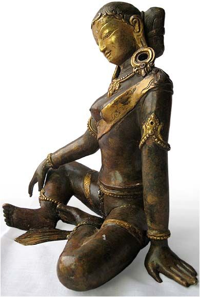 A bronze sculpture of the goddess Parvati.