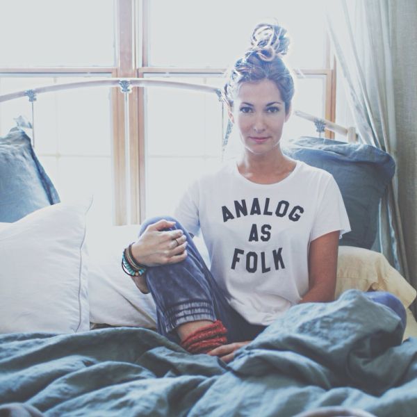 Jess Davis wearing one of her designs (Photo: Folk Rebellion).