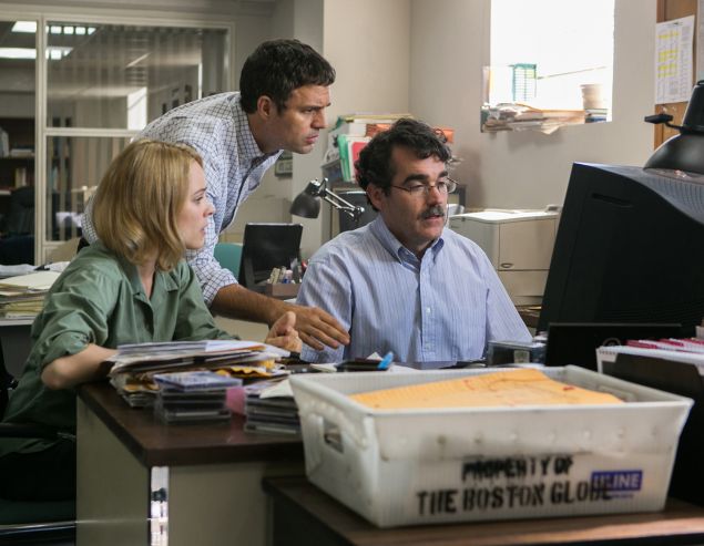 Rachel McAdams, Mark Ruffalo and Brian d’Arcy in Spotlight.