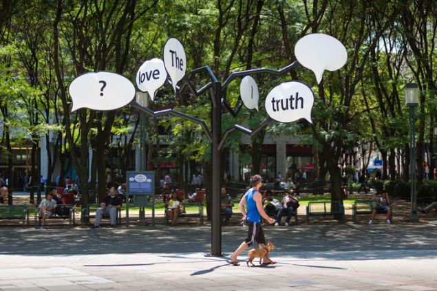 Hank Willis Thomas, The Truth is I See You, (2015). (Photo: James Ewing, courtesy of the artist and Jack Shainman Gallery, via Public Art Fund website)