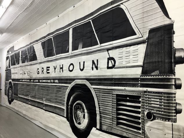 Mason Williams Bus. 1967. (Detail). Installation view from Alden Projects show, "Double Standard: Mason Williams & Ed Ruscha 1956 - 71"