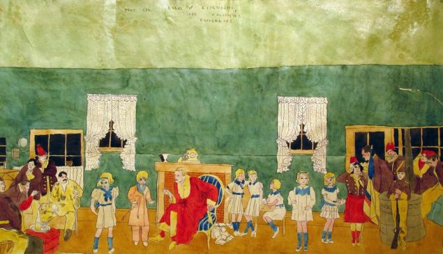 Henry Darger, At Jennie Richee, Violet and her Sisters are Captured . . . (Detail) (ca. 1945-50). (Courtesy Carl Hammer Gallery, Chicago)