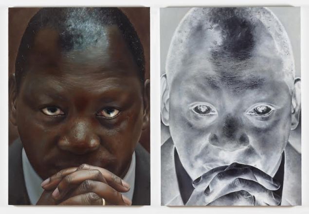 Bradley McCallum, Warlord Thomas Lubanga Dyilo (July 10th 2012, as guilty sentence is delivered: after photo by Jerry Lampen), (2015). (Courtesy the artist)