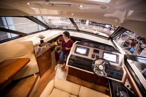 All aboard the 51-foot Sea Ray 510 Sundancer, the largest craft at the boat show. Photo: Michael Nagle for Observer