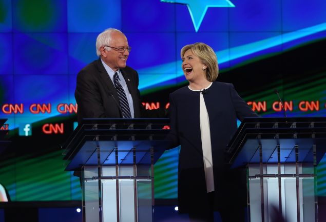 Hillary Clinton with Sen. Bernie Sanders. (Photo: Joe Raedle for Getty Images)