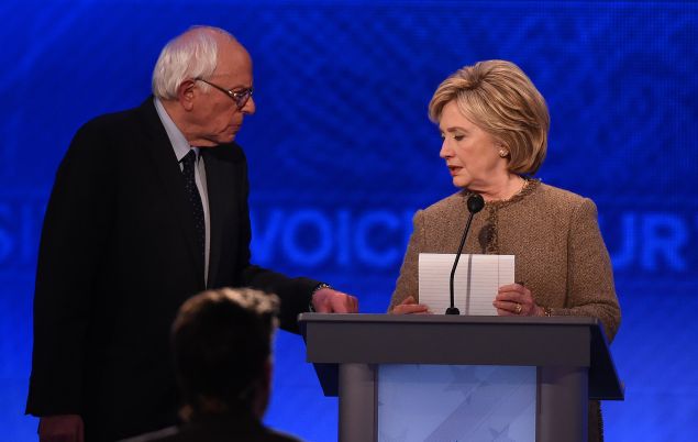 Sen. Bernie Sanders with Hillary Clinton. (Photo: JEWEL SAMAD/AFP/Getty Images)