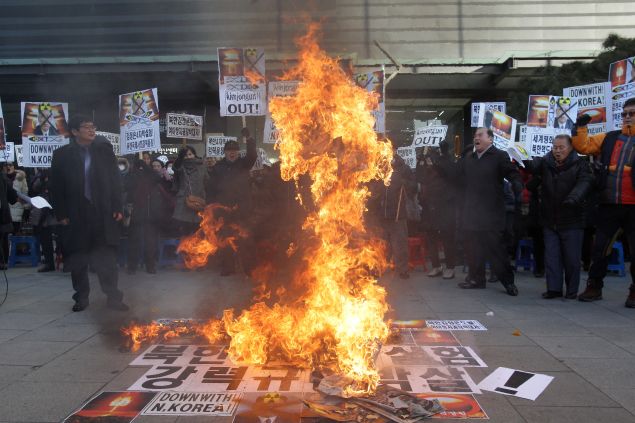 <> on January 7, 2016 in Seoul, South Korea. North Korea announced on January 6, 2015 it had successfully carried out its first underground test of a hydrogen bomb.
