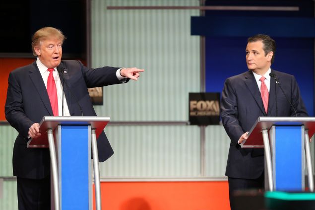 Donald Trump and Sen. Ted Cruz at a recent debate. (Photo: Scott Olson for Getty Images)