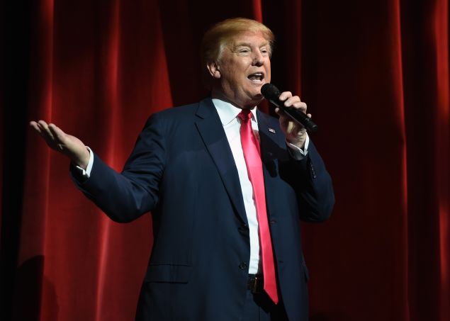LAS VEGAS, NV - JANUARY 21: Republican presidential candidate Donald Trump speaks during the Outdoor Channel and Sportsman Channel's 16th annual Outdoor Sportsman Awards at The Venetian Las Vegas during the 2016 National Shooting Sports Foundation's Shooting, Hunting, Outdoor Trade (SHOT) Show on January 21, 2016 in Las Vegas, Nevada. The SHOT Show, the world's largest annual trade show for shooting, hunting and law enforcement professionals, runs through January 23 and features 1,600 exhibitors showing off their latest products and services to more than 62,000 attendees. (Photo by Ethan Miller/Getty Images)
