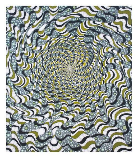 Barbara Takenaga, Wavy Woozy (black stripes and green), 2011-14. (Photo: Courtesy DC Moore Gallery)