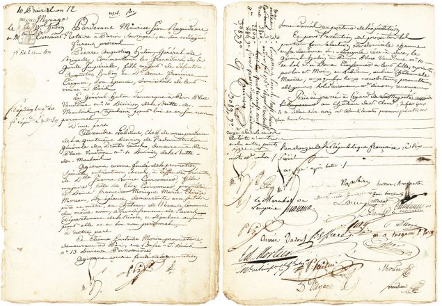 A rare marriage contract signed by Napoleon Bonaparte and Josephine de Beauharnais. (Photo: Lion Heart Auctions)
