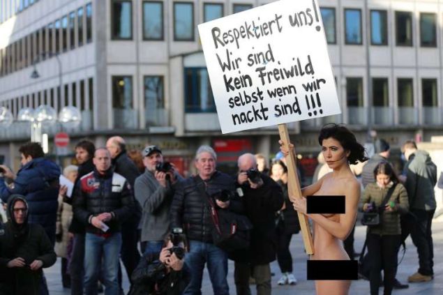 Milo Moiré in Cologne, Germany today. (Photo: Courtesy of EPA)