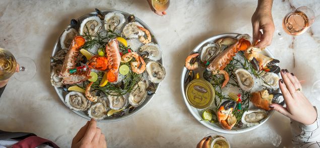 A seafood tower from Café Boulud (Photo: Noah Fecks).