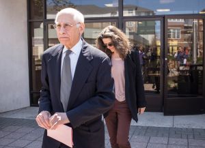 Edie Brickell leaves a Connecticut court shortly after being arrested, along with husband Paul Simon, after an alleged domestic dispute. (Photo by David Surowiecki/Getty Images)
