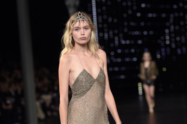 A Saint Laurent princess crown (Photo: Miguel Medina/AFP/Getty Images)