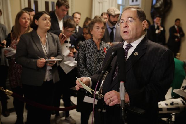 WASHINGTON, DC - DECEMBER 01: Rep. Jerrold Nadler (D-NY) talks to reporters during a news conference in the U.S. Capitol December 1, 2015 in Washington, DC. Nadler and fellow Democrats were critical of the House Republicans' formation of the House Energy and Commerce Committee's new Select Investigative Panel on Planned Parenthood and abortion, which the Democrats have dubbed the 'Select Committee to Attack Women's Health.' (Photo by Chip Somodevilla/Getty Images)