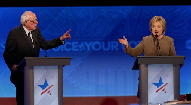 Hillary Clinton and Sen. Bernie Sanders. (Photo: Andrew Burton for Getty Images)