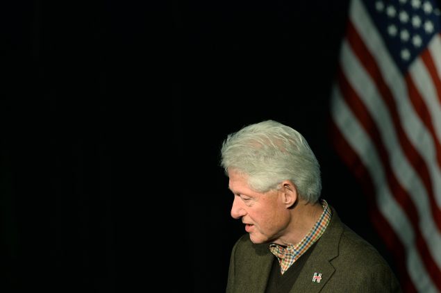 EXETER, NH - JANUARY 4: Former U.S. President Bill Clinton speaks at Exeter Town Hall January 4, 2016 in Exeter, New Hampshire. Bill Clinton spent the day campaigning for his wife, Democratic presidential candidate Hillary Clinton. (Photo by Darren McCollester/Getty Images)