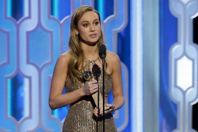 BEVERLY HILLS, CA - JANUARY 10: In this handout photo provided by NBCUniversal, Brie Larson accepts the award for Best Actress - Motion Picture, Drama for "Room" during the 73rd Annual Golden Globe Awards at The Beverly Hilton Hotel on January 10, 2016 in Beverly Hills, California. (Photo by Paul Drinkwater/NBCUniversal via Getty Images)