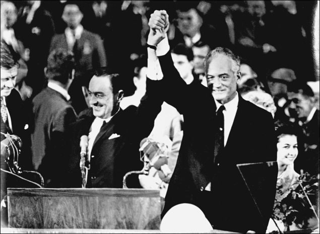 Barry Goldwater and his running mate William Miller in 1964.