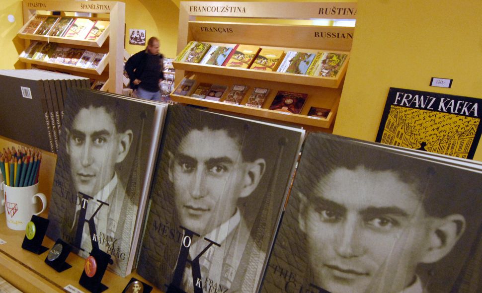 TO GO WITH AFP STORY BY JAN MARCHAL-Czech-literature-history-Kafka- Recent picture of books of Czech writer Franz Kafka are on display at a tourist boutique, 19 October 2007 in Prague. Franz Kafka (1883-1924), born into a middle class Prague Jewish family is an author of "The Trail", "The Castle" and "The Metamorphosis". Kafka is regarded as one of the most important German language novelists and short story writers of the 20th century. Banned by the Nazis, shunned by the communists, and regarded as a stranger by the citizens of his home city, Prague-born German-language author Franz Kafka will have his completed works published for the first time in Czech. AFP PHOTO MICHAL CIZEK