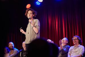 Comedian Molly Austin, during the show's first half. (Photo: Harry Zernike for Observer)