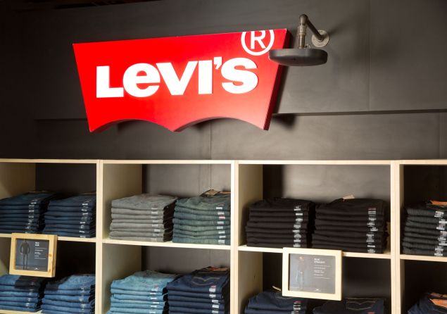 A stack of Levi's jeans and the sensor that tracks their movement (Photo: Courtesy Levi's).