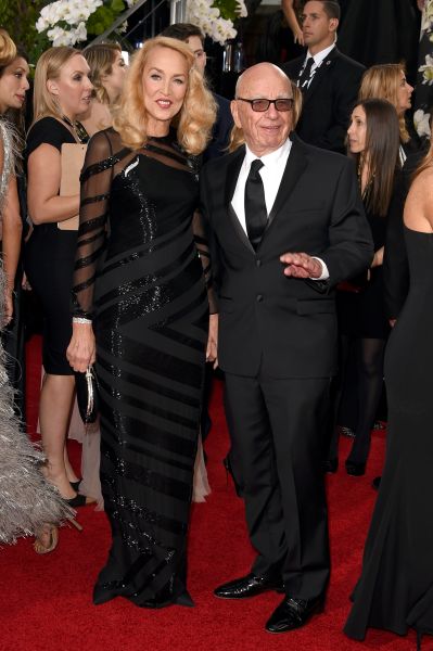 Rupert Murdoch and Jerry Hall at The Golden Globes. (Photo: Getty Images)