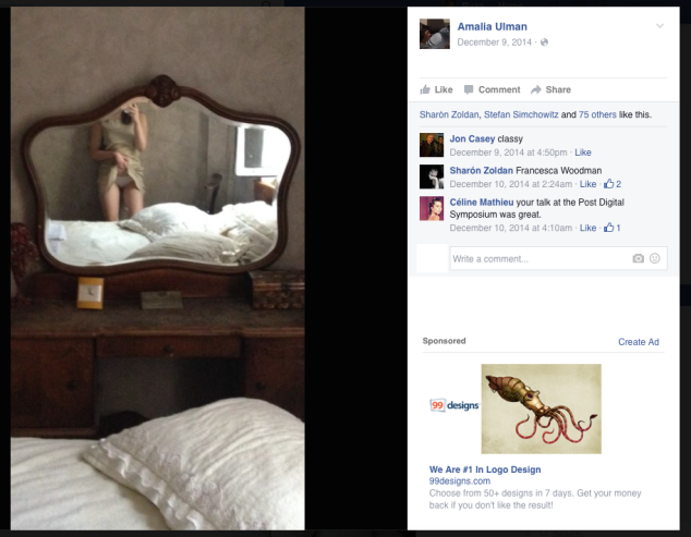 A screen shot from Internet artist Amalia Ulman's Facebook page, an artist who often works in the medium of social media.