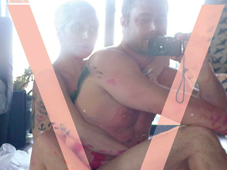 One of the new V Magazine covers starringa post-coitus/modern Lady Gaga and her fiancé Taylor Kinney. (Photo: Courtesy of naked Taylor Kinney)