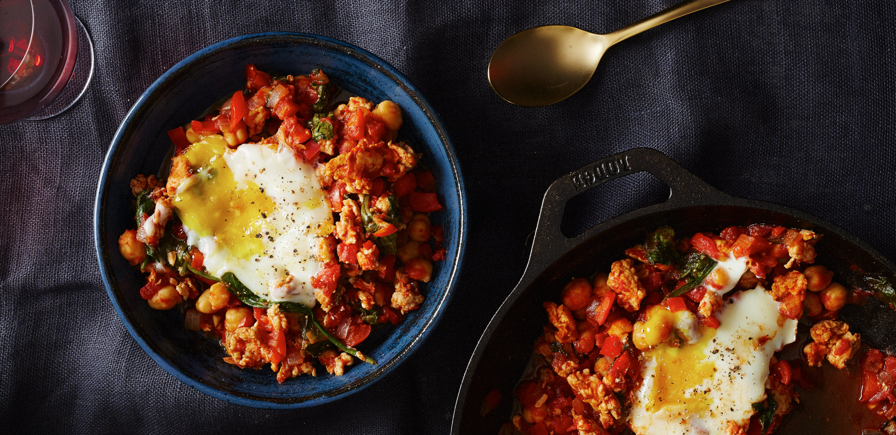 Shakshuka with Turkey, Kale, and Chickpeas. (Photo: Plated)