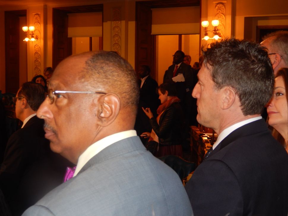 Assemblymen Gordon Johnson, left, and Andrew Zwicker.