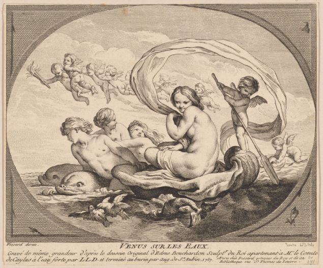 Louise de Montigny Le Daulceur and Augustin de Saint‐Aubin, Venus sur les eaux (Venus on the waters) after Edme Bouchardon, 1757.( Courtesy New York Public Library)