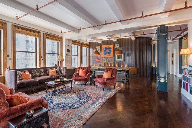 An interesting choice of furnishings for this Flatiron loft. (Courtesy Brown Harris Stevens)