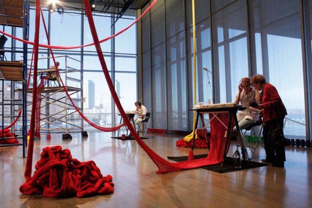 Liz Collins, Knitting Nation, Phase 8, Installation view, ICA Boston, 2011.