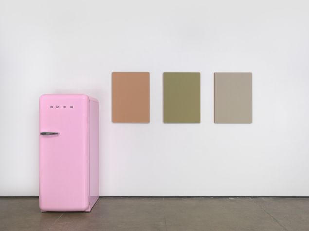 Sherrie Levine, Pink SMEG Refrigerator and Renoir Nudes, 2016.