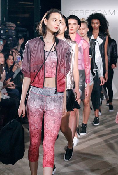 NEW YORK, NY - OCTOBER 06: Models display Rebecca Minkoff's Athleisure Collection during the AOL BUILD Series at AOL Studios in New York on October 6, 2015 in New York City. (Photo by Donna Ward/Getty Images)