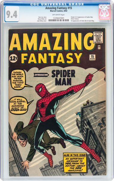 Amazing Fantasy #15 (Marvel, 1962) CGC NM 9.4. (Photo: Courtesy Heritage Auctions, HA.com