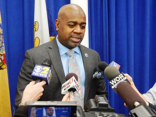 Newark Mayor Ras Baraka, who joined a group of black New Jersey mayors in decrying a recent Burlington County political mailer as racist.