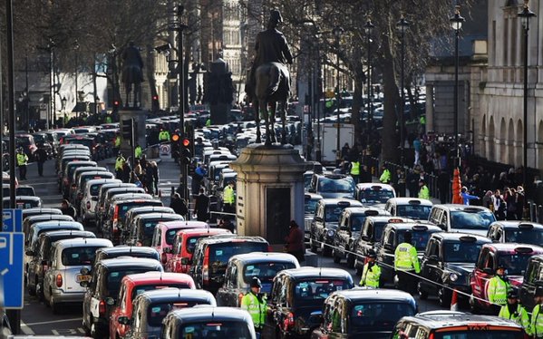An Uber protest in London brought the city to a standstill. (Photo: Twitter)