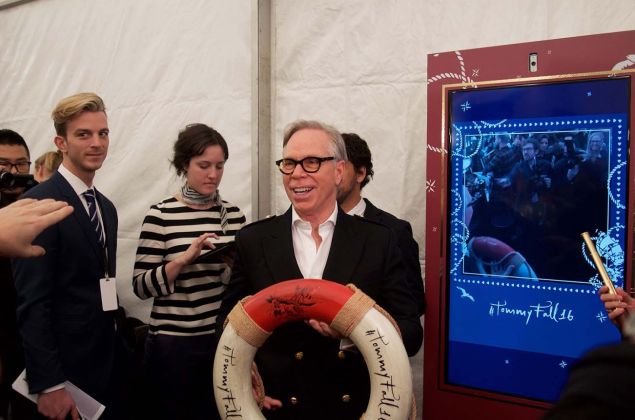 Mr. Hilfiger jokes around backstage