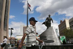 Statue of former Harlem leader Adam Clayton Powell.