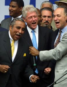 Former President Bill Clinton with Congressman Charles Rangel and Sen. Charles Schumer.