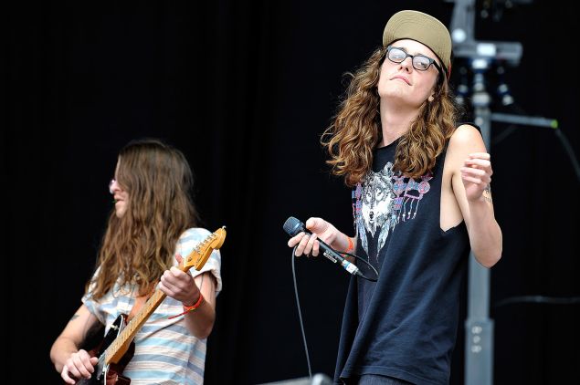 LONDON, ENGLAND - JUNE 29: Samuel Williams (L) and Cyle Barnes of the band The Weeks, the first band to perform on the main stage at Hard Rock Calling Day 1, which is the inaugral concert at at the Queen Elizabeth Olympic Park on June 29, 2013 in London, England. (Photo by Matt Kent/Getty Images)
