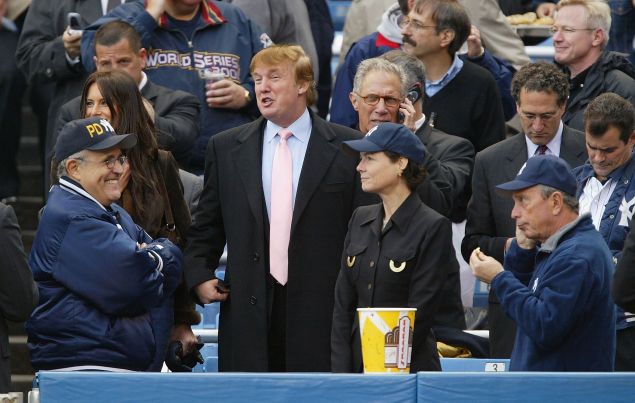 Donald Trump with Michael Bloomberg (far right).