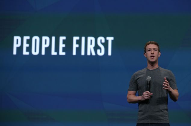 Mark Zuckerberg speaking in California. 
